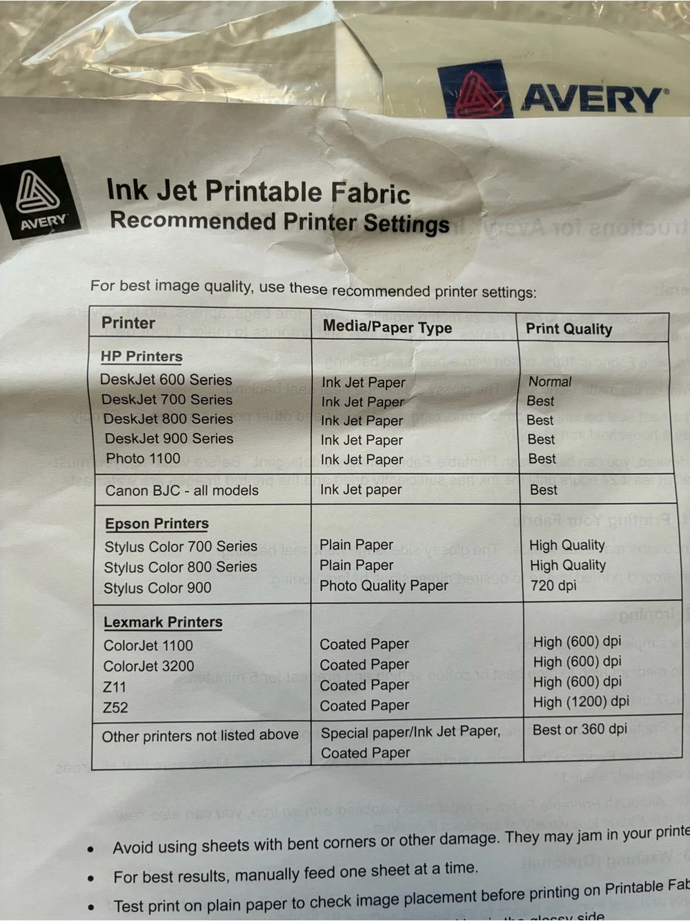Avery Printable Fabric Sheets, #3384 - White, 5 Count